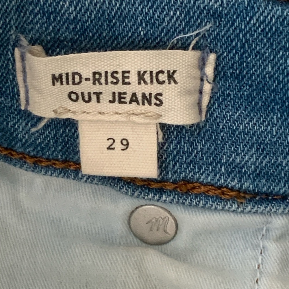 Madewell Mid Rise Kick Out Crop Flare Jeans Blue 29 - Picture 4 of 10